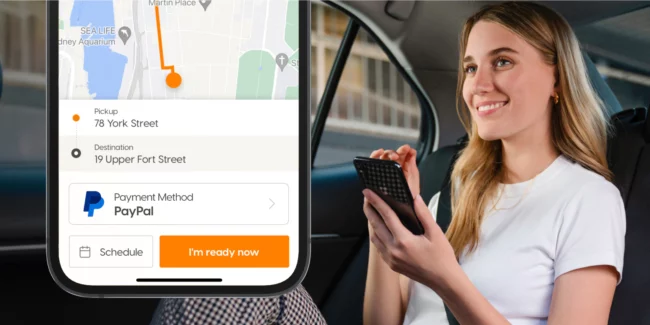 blogpaypal 13cabs app showing PayPal as payment option