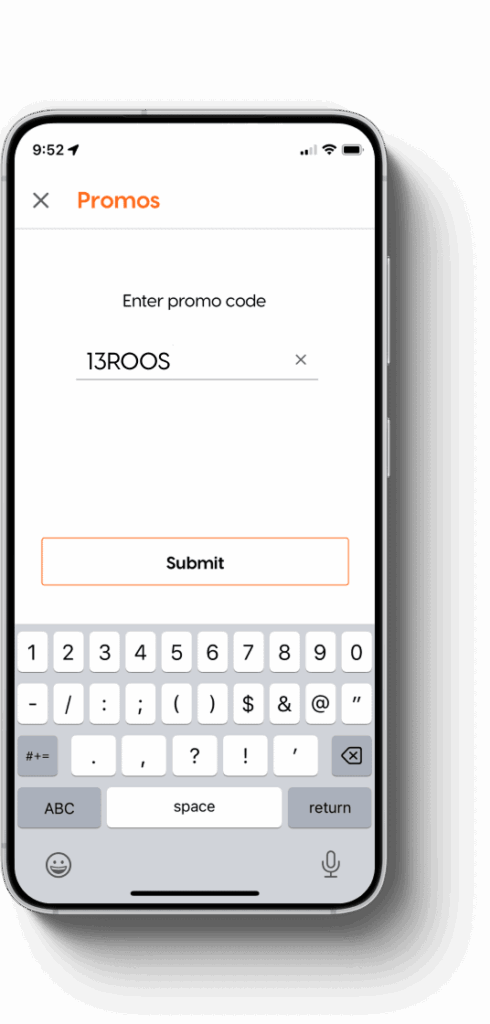 13cabs app showing 13ROOS promo code