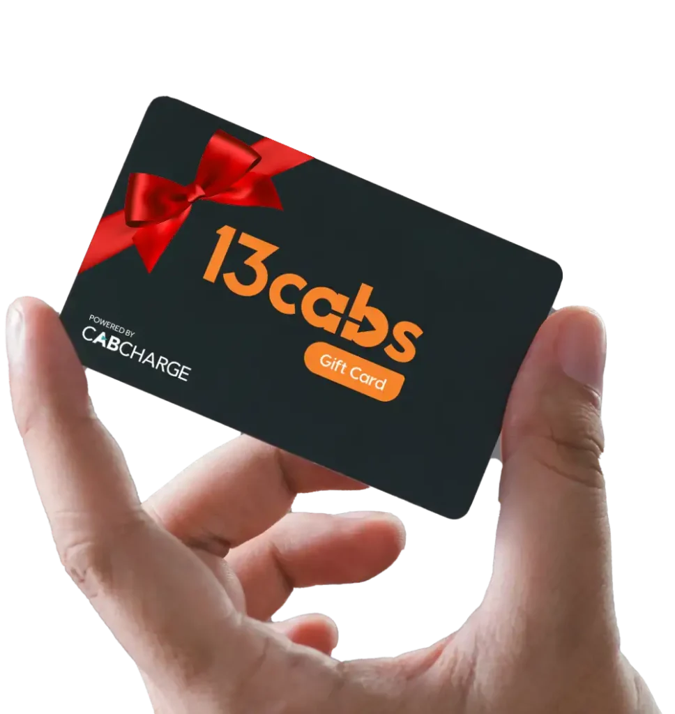 13cabs Gift Card with a red ribbon