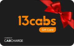 13cabs Gift Card with red ribbon