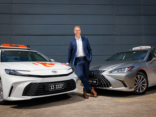CEO Damien Sheehan with 13cabs and Silver Service vehicles